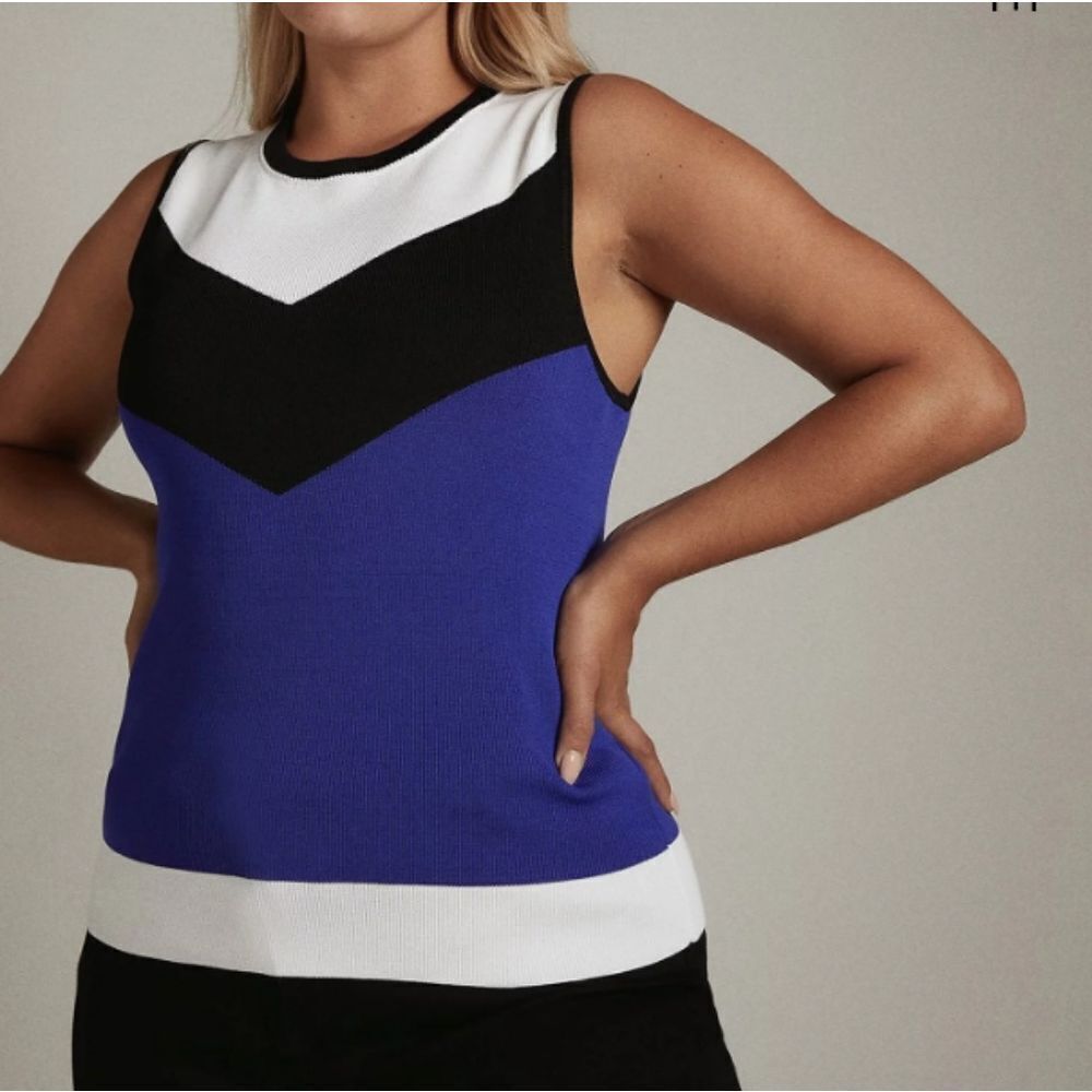 Karen Millen color block knit sleeveless top plus size XXL